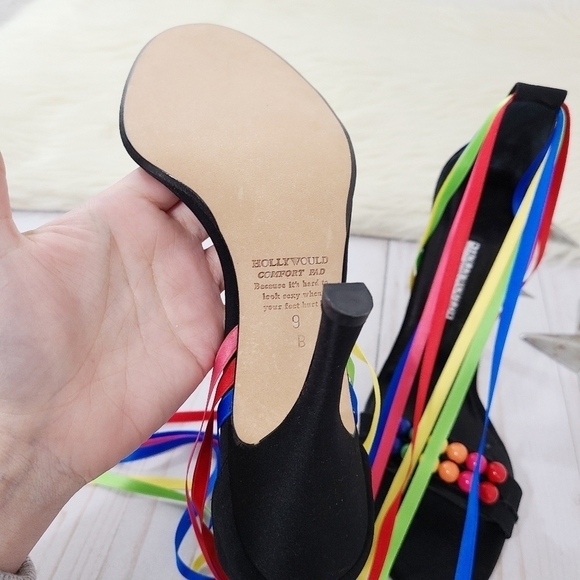 Hollywould Cucaracha lace up rainbow heels black - Picture 6 of 8